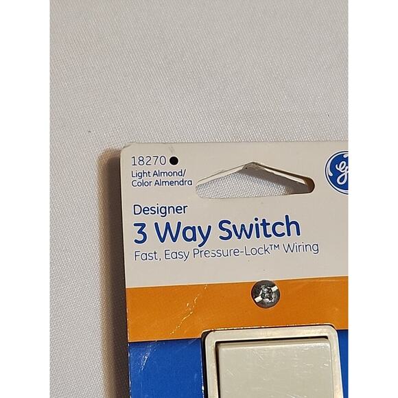 GE 3 Way Switch Light Almond 18270 Pressure Lock Wiring 15A Max 120VAC - Picture 2 of 7